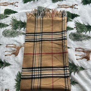 Tan black red Plaid Beige everyday wardrobe staple winter Scarf with Fringe